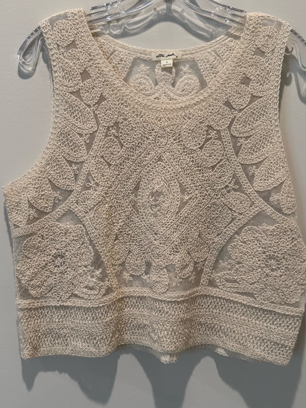Ultra Pink Cream Crochet Midi Dress Set - Picture 2 of 5